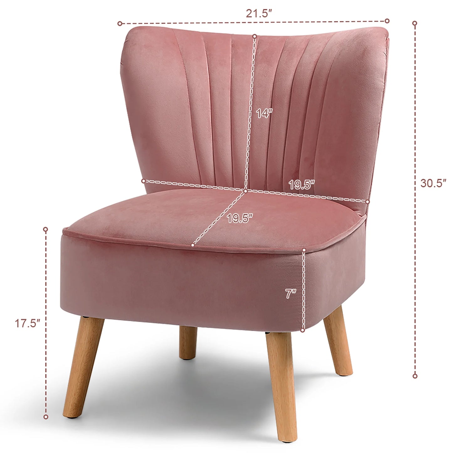 Armless Accent Chair Modern Velvet Leisure Chair Single Upholstered