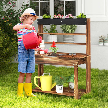 Kids Potting Bench Wooden Toy Gardening Center W/ Removable Sink & Chalkboard