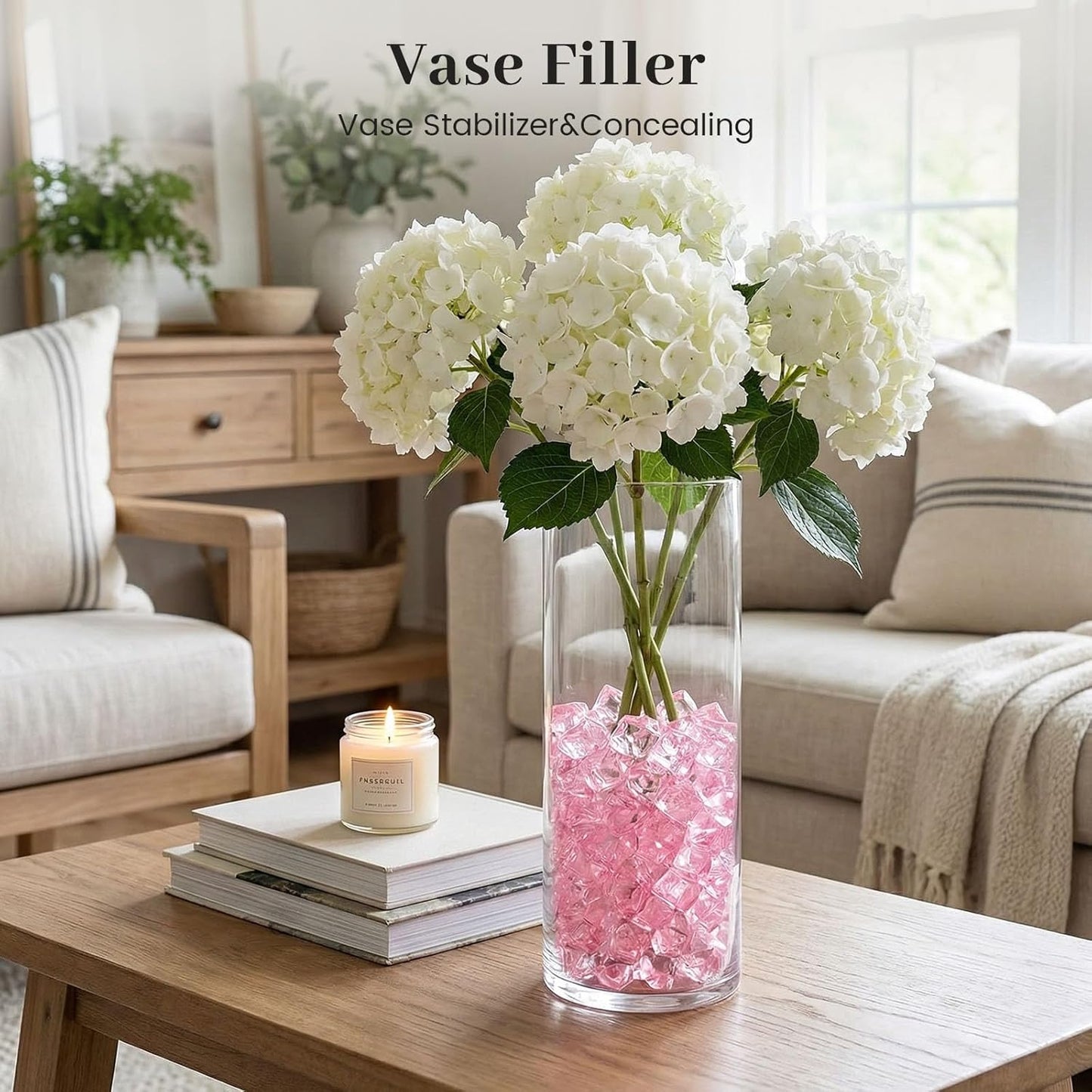 Pink Fake Ice, 150PCS Acrylic Fake Diamonds, Plastic Crystals Gems, Vase Fillers DIY Craft Makeup Brush Rocks Wedding Party Table Centerpieces Scatter Decorations