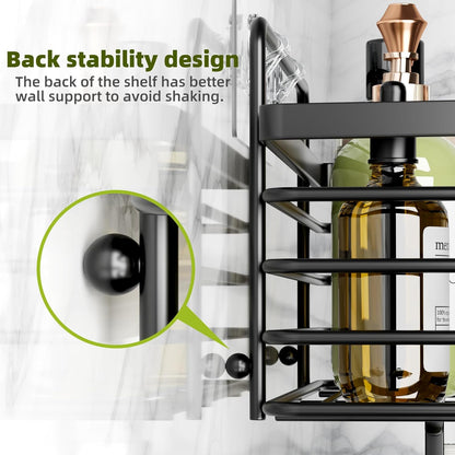 Shower Caddy, Shower Organizer with Soap Holder and Hooks, Rustproof Shower Shelves, No Drilling Bathroom Organizers and Storage, Wall-Mounted Kitchen & Home Decor (Black)