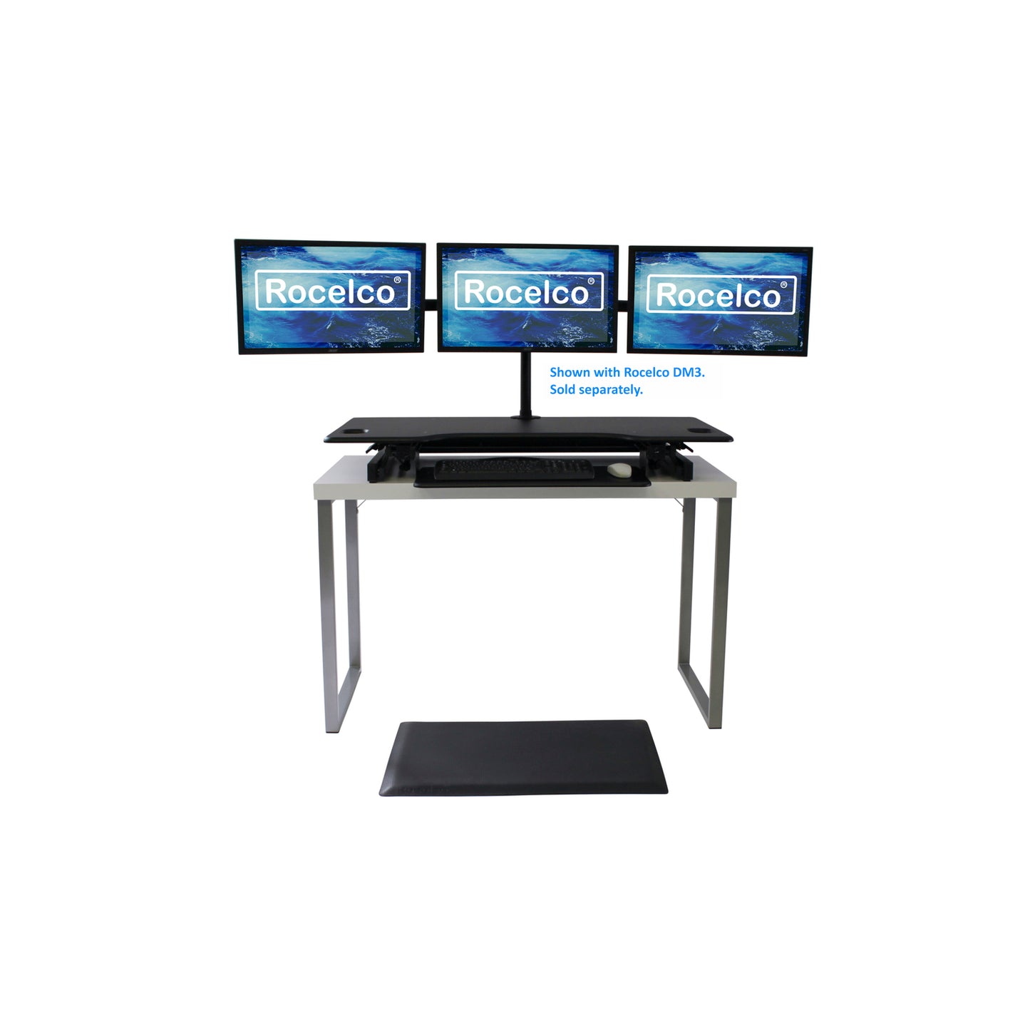 46" Large Adjustable Standing Desk Converter/Anti Fatigue Mat Bundle - Black