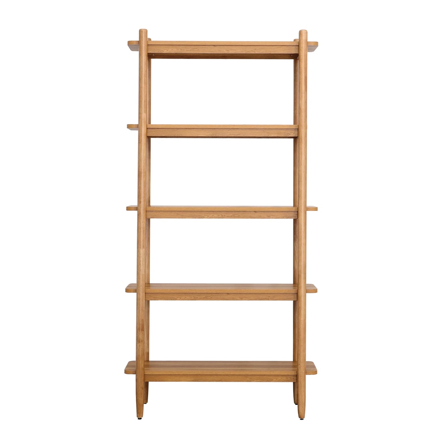 Springwood 5 Shelf Bookcase with Solid Wood Frame, Light Honey Finish