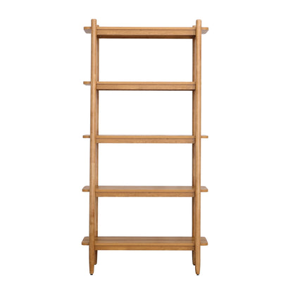 Springwood 5 Shelf Bookcase with Solid Wood Frame, Light Honey Finish