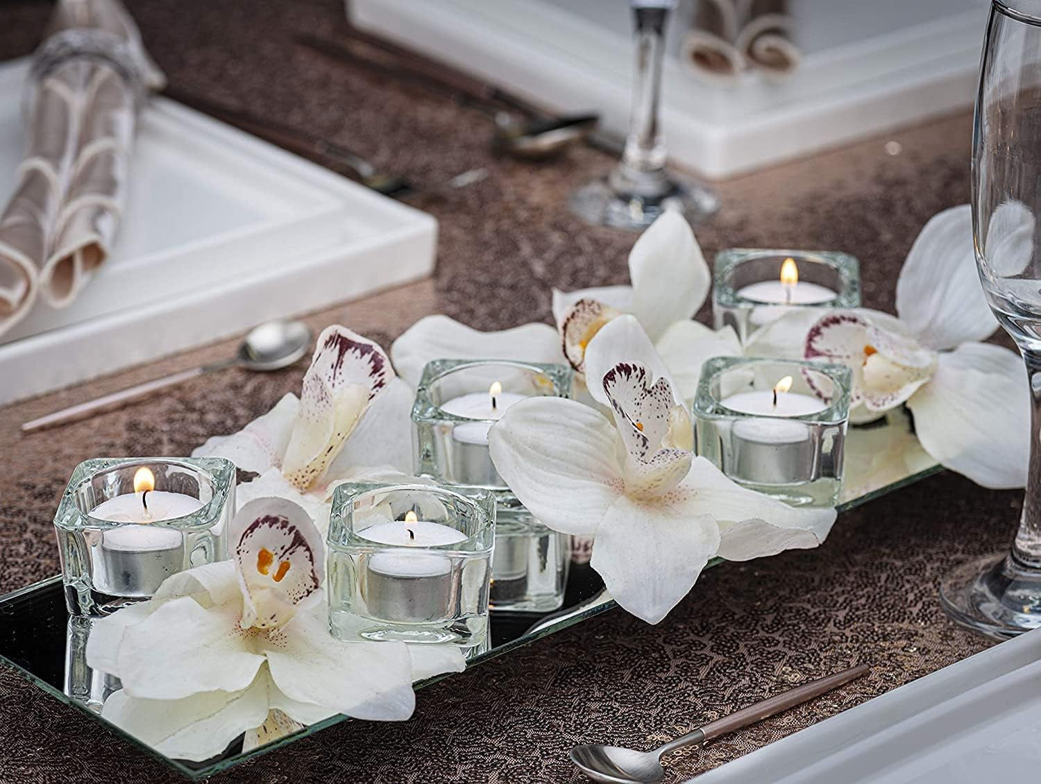 50 Unscented Tea Lights - 8 Hours Burn Time - Premium European Quality - Consistent Smokeless Flame - 100% Cotton Wick - Dinner, Wedding, Party, Restaurant, Spa, Church, & Home Décor Tealights