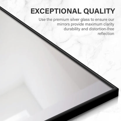 Full Length Mirror - Standing & Leaning, Large Bedroom Mirror with Black Aluminium Frame, 65"X22"