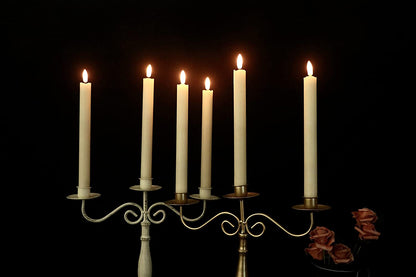 Flameless Flickering Taper Candles with 2 Remote Controls and Timer, Real Wax 3D Wick Light Window Candles Battery Operated Pack of 8, Christmas Home Wedding Decor(Ivory, 0.78 X 9.64 Inch)