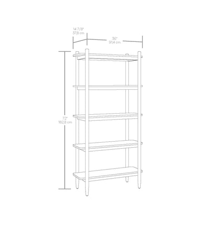 Springwood 5 Shelf Bookcase with Solid Wood Frame, Light Honey Finish