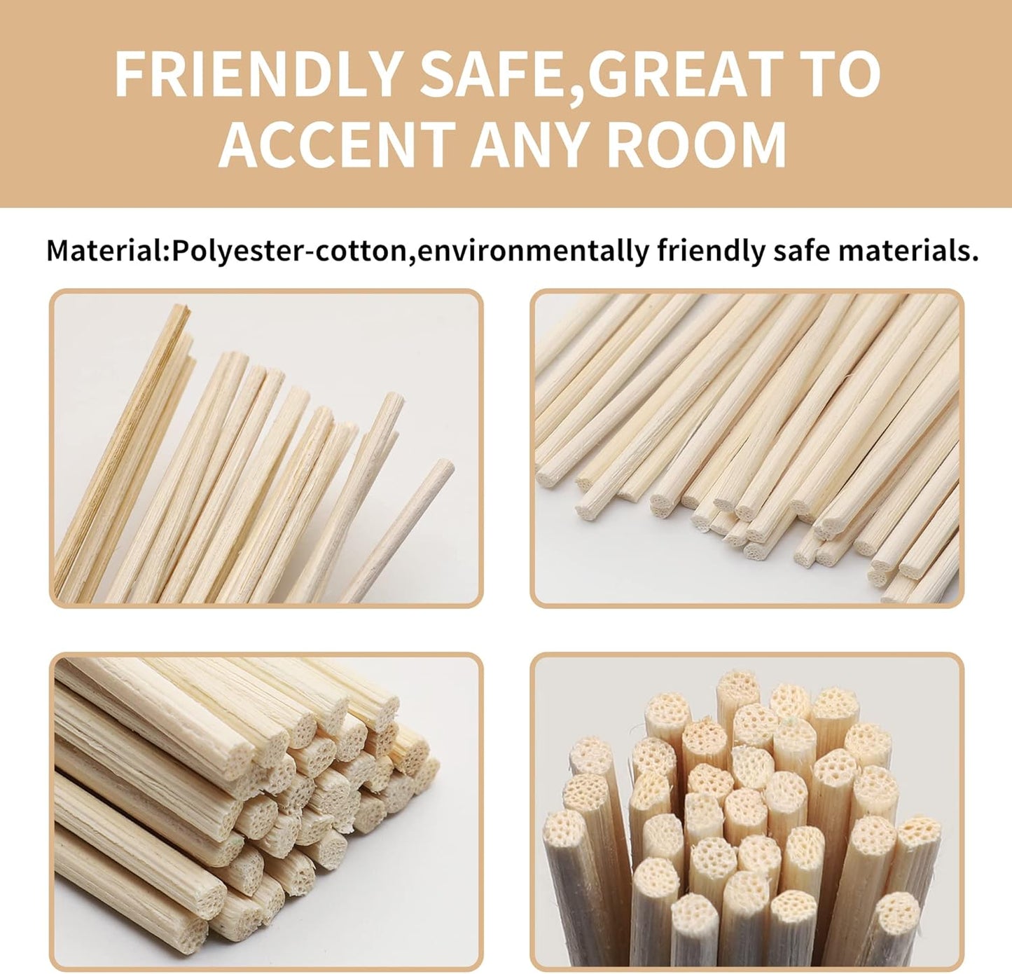100PCS Reed Diffuser Sticks, 10 Inch Natural Rattan Wood Sticks Essential Oil Aroma Diffuser Sticks Refill Replacement for Aroma Fragrance ((Primary Color))