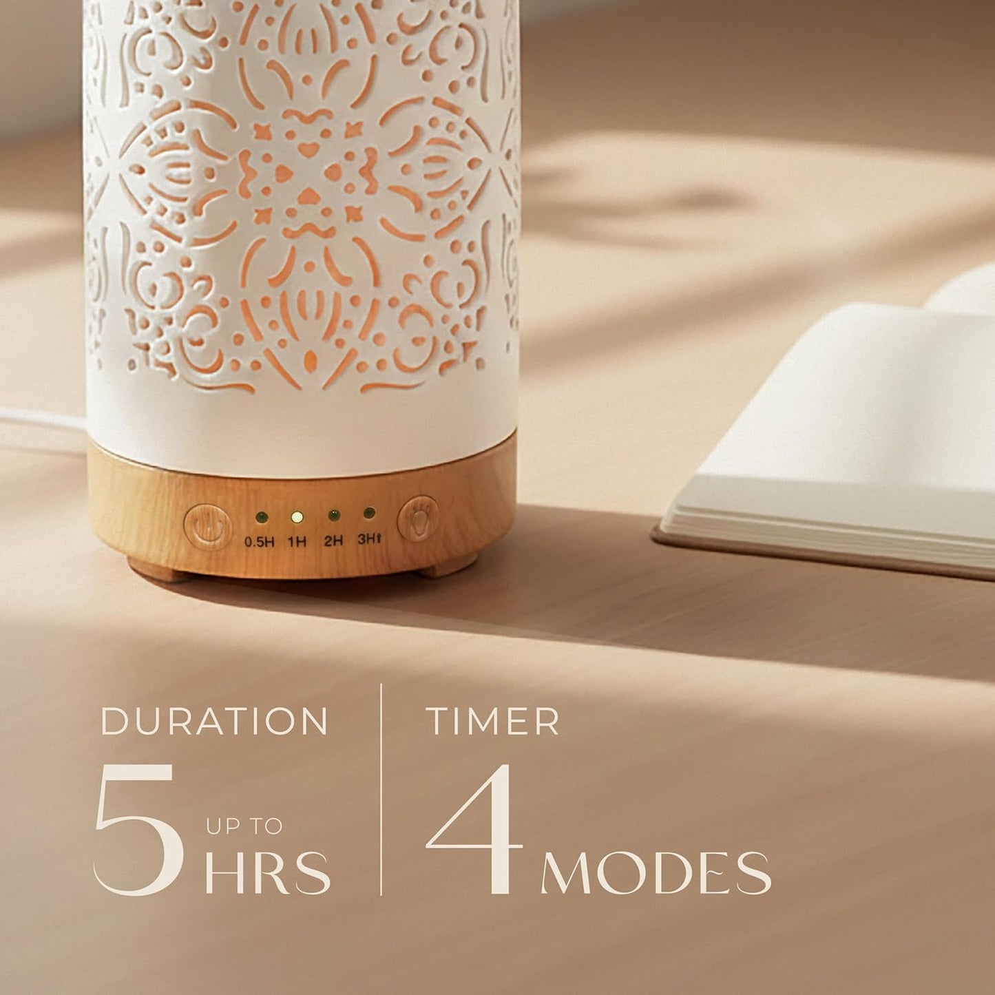 Essential Oil Diffuser White Ceramic Diffuser 100 Ml Timers Night Lights and Auto off Function Home Office Humidifier Aromatherapy Diffusers for Essential Oils