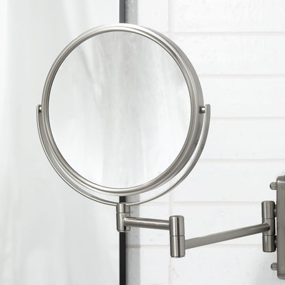 Wall-Mounted Magnifying Mirror - Bathroom Makeup Mirror with 5X Magnification - 8-Inch Diameter - Nickel Finish - Model JP7506N