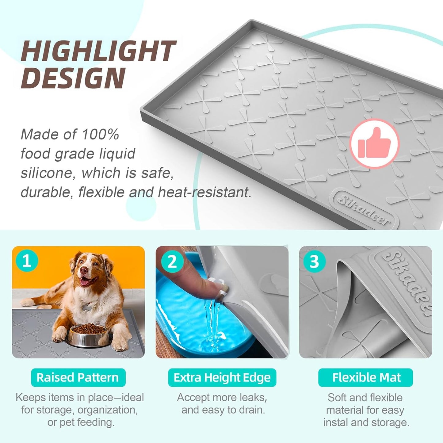 under Sink Mat Waterproof 34" X 22", Silicone Mat Kitchen Drawer Shelf and Cabinet Liner, Sink Protector for Kitchen Organizers and Storage, Boot Tray Pet Food Mats