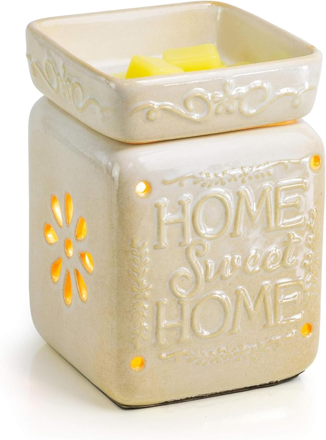 Wall Plug-In Wax Warmer for Scented Wax Ceramic Home Sweet Home Electric Home Fragrance Warmer for Essential Oils Candle Wax Melts and Tarts Scent Warmer Night Light