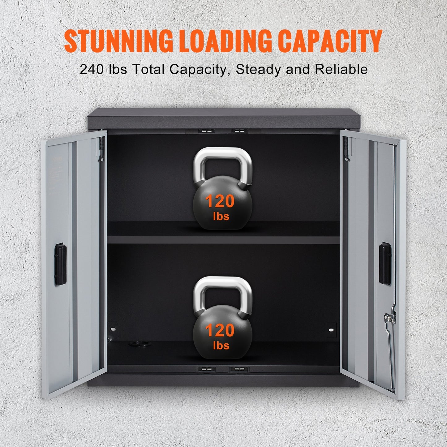 Uimoso Foldable Wall-Mounted Garage Cabinet 26" Compact Design, 240 Lbs Capacity