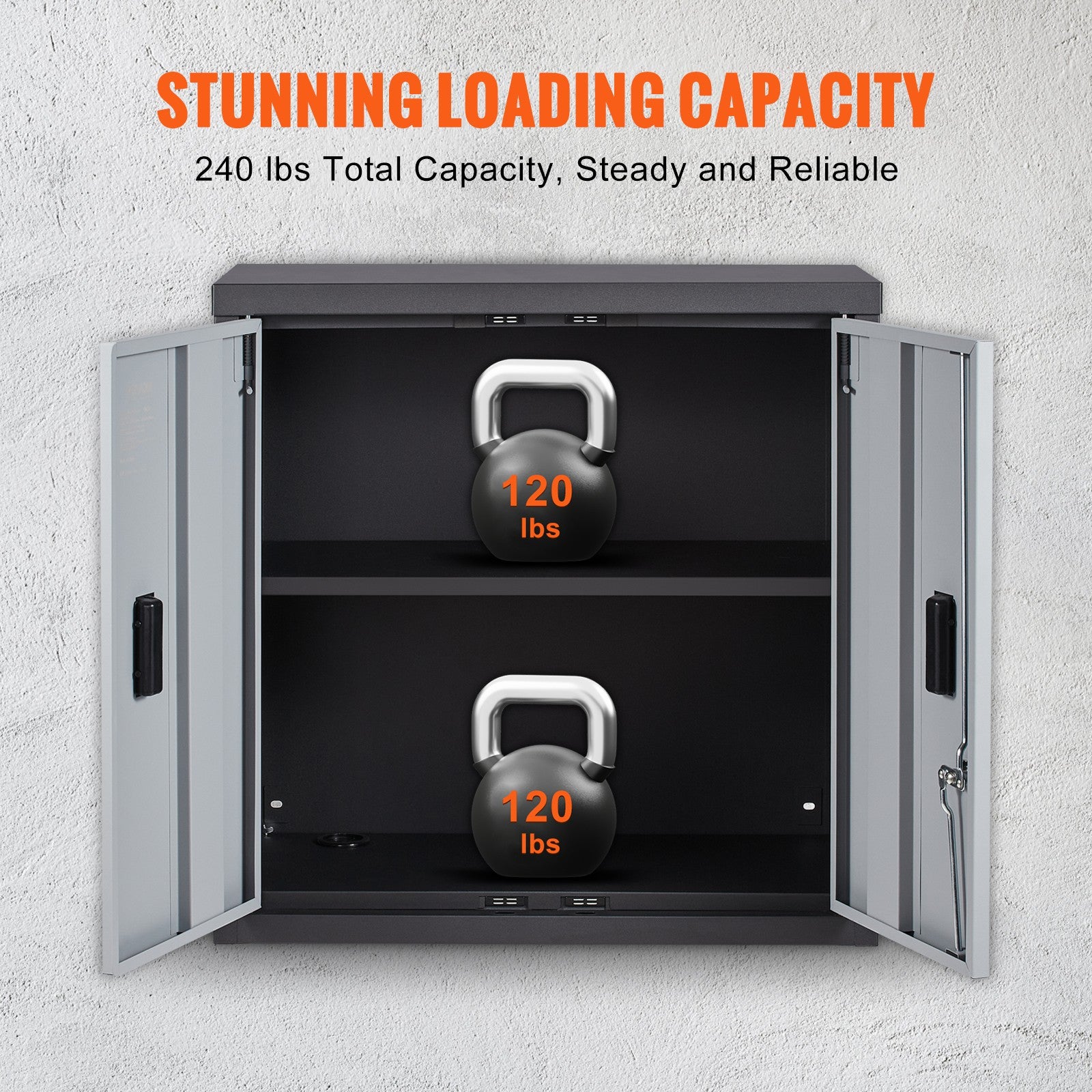 Uimoso Foldable Wall-Mounted Garage Cabinet 26" Compact Design, 240 Lbs Capacity