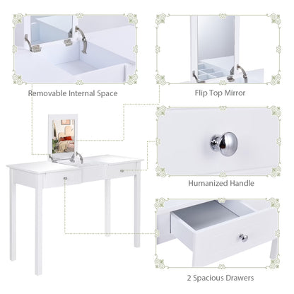 Vanity Table Dressing Table Flip Top Desk Furniture White