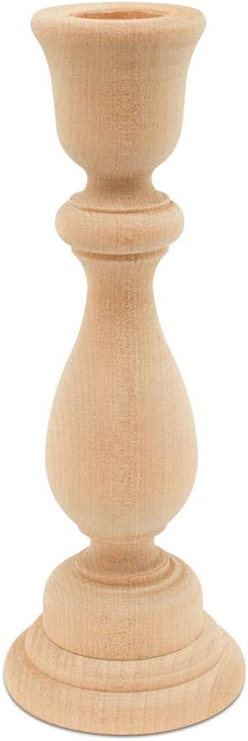 Wood Candle Holders, 6-3/4 Inch Wooden Candlestick Holders with 3/4 Inch Hole, Set of 2 Unfinished Wooden Candle Holders, Farmhouse Rustic Candle Holder for Crafts, Decorating and Painting