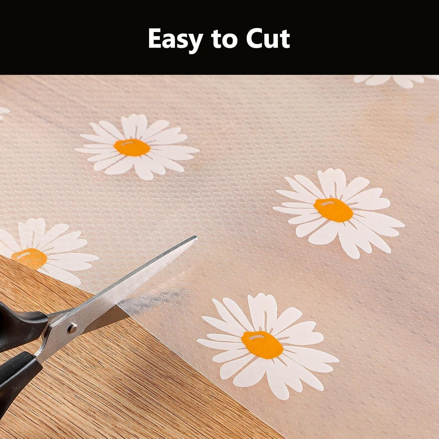 Shelf Liners for Kitchen Cabinets – Drawer Liner Waterproof & Oil-Proof, Non-Adhesive EVA with Floral Pattern – Durable Washable, Easy to Clean (Clean Daisy, 11.8" X 360")