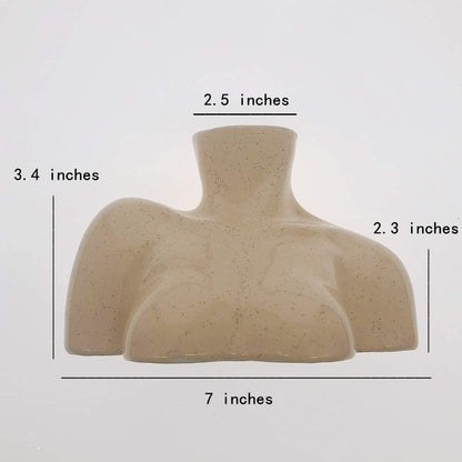 Female Form Vase, Body Vase, Boho Unique Décor, Flower Ceramic Vase for Home Office Décor, Boho Décor, Sculpture Vase (Light Beige Tone)