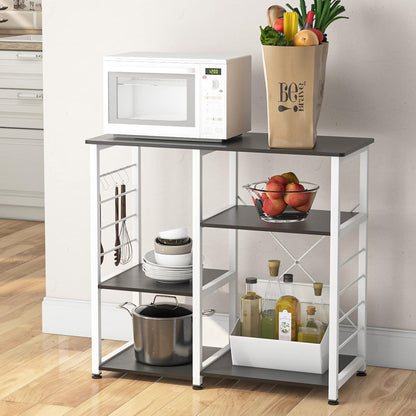 Kitchen Bakers Rack with Storage Kitchen Cart Baker'S Rack Utility Microwave Oven Stand Storage Utility Shelf Coffee Stand for Home and Kitchen Black
