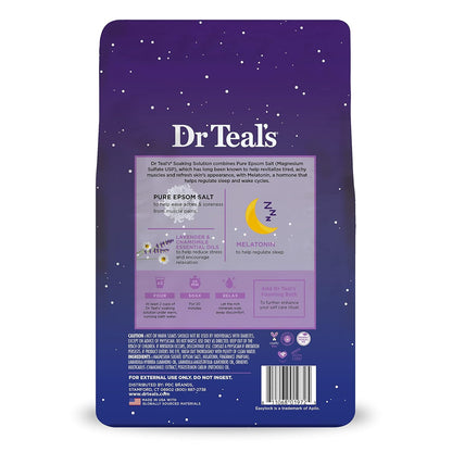 Pure Epsom Magnesium Salt Soak, Sleep Blend with Melatonin, Lavender & Essential Oils, 3 Lb (Pack of 4)