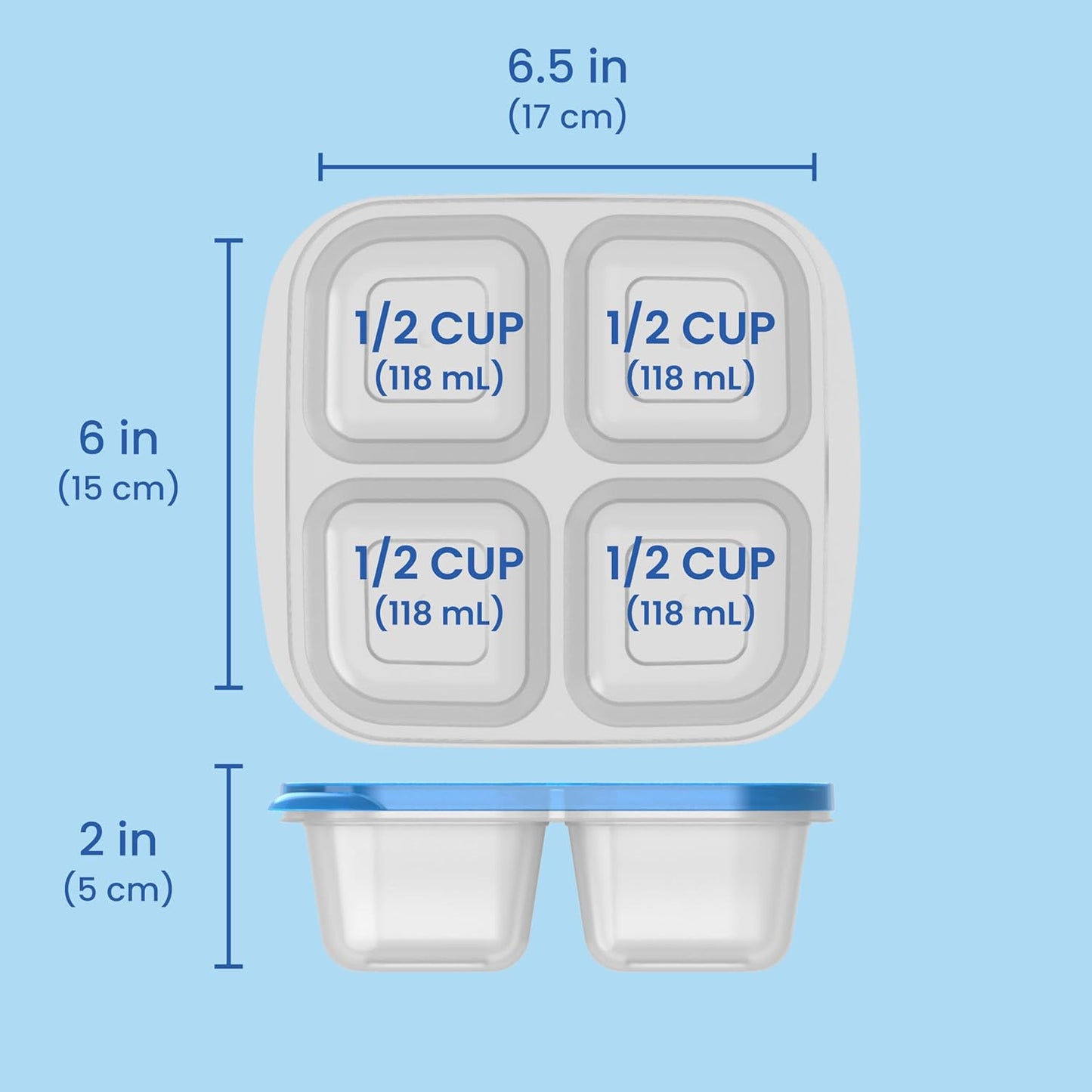 Easyboxes 4-Compartment Snack Containers - 8-Piece Set with 4 Trays & 4 Custom-Fit Lids to Seal in Freshness - Reusable Food Storage & Meal Prep Bento Bpa-Free Containers (Classic 4-Pack)