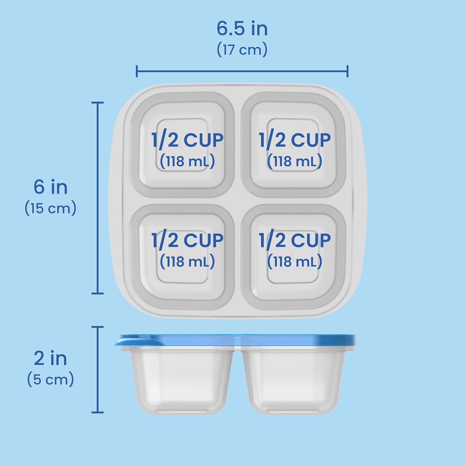 Easyboxes 4-Compartment Snack Containers - 8-Piece Set with 4 Trays & 4 Custom-Fit Lids to Seal in Freshness - Reusable Food Storage & Meal Prep Bento Bpa-Free Containers (Classic 4-Pack)