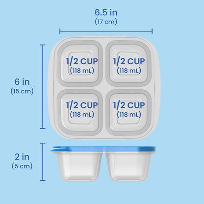 Easyboxes 4-Compartment Snack Containers - 8-Piece Set with 4 Trays & 4 Custom-Fit Lids to Seal in Freshness - Reusable Food Storage & Meal Prep Bento Bpa-Free Containers (Classic 4-Pack)