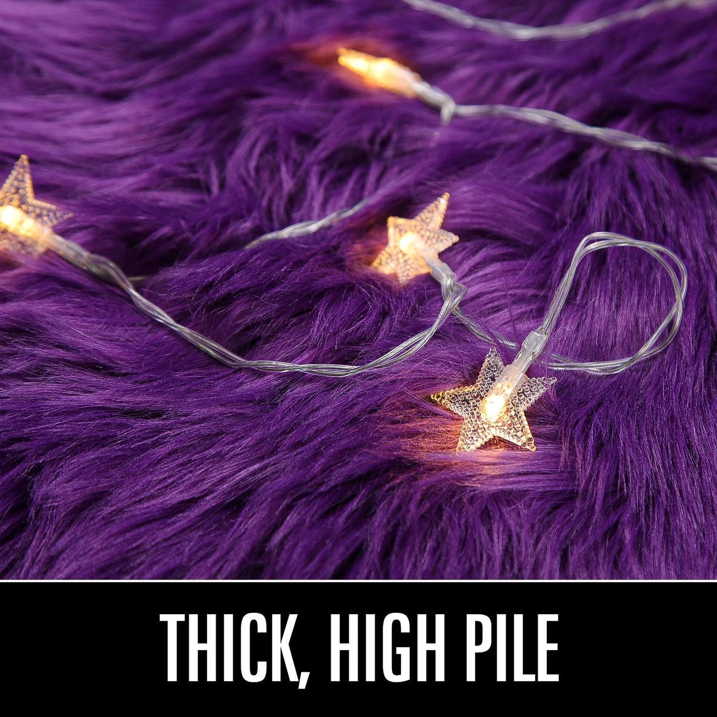 Soft Fluffy Faux Fur Area Rug for Bedroom Living Room, Extra Comfy and Fuzzy Rugs, Washable Plush Carpet for Bed Home Decor, 3X5 Feet Purple