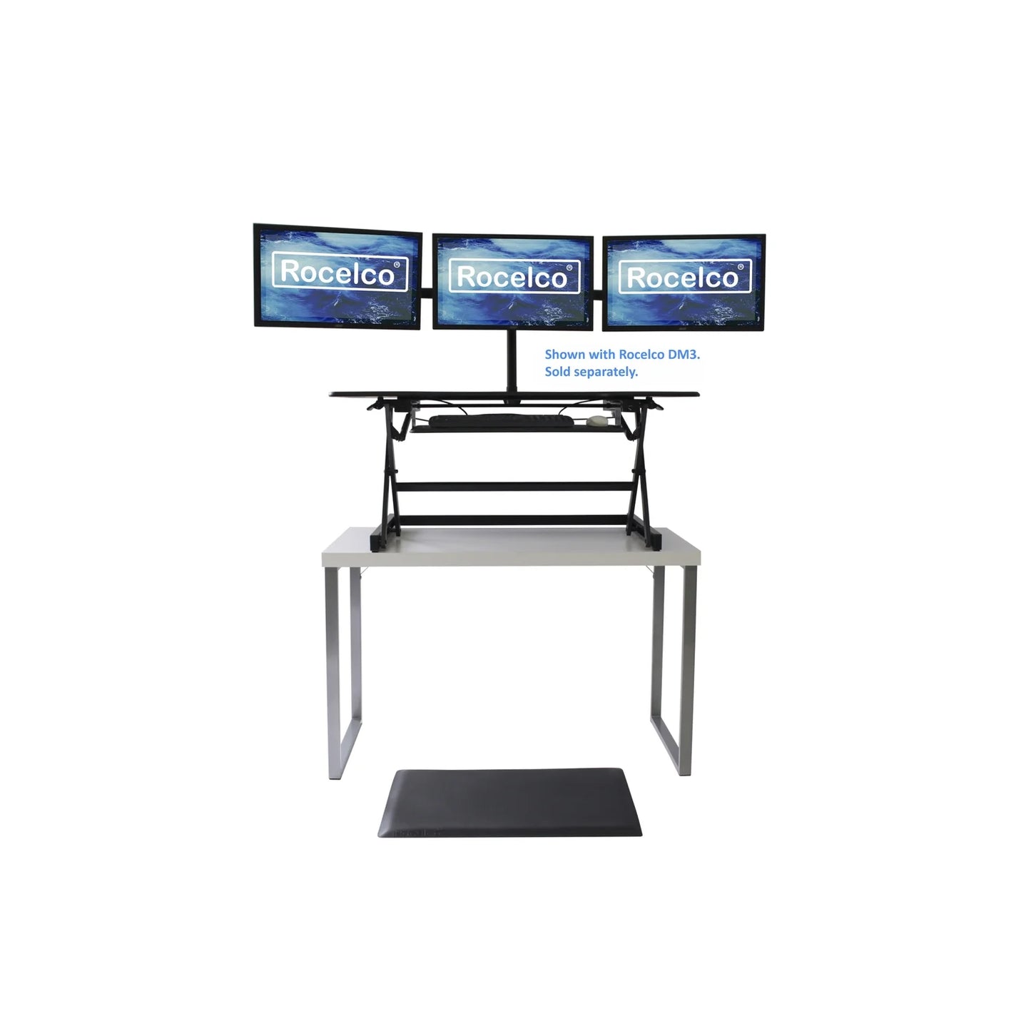 46" Large Adjustable Standing Desk Converter/Anti Fatigue Mat Bundle - Black