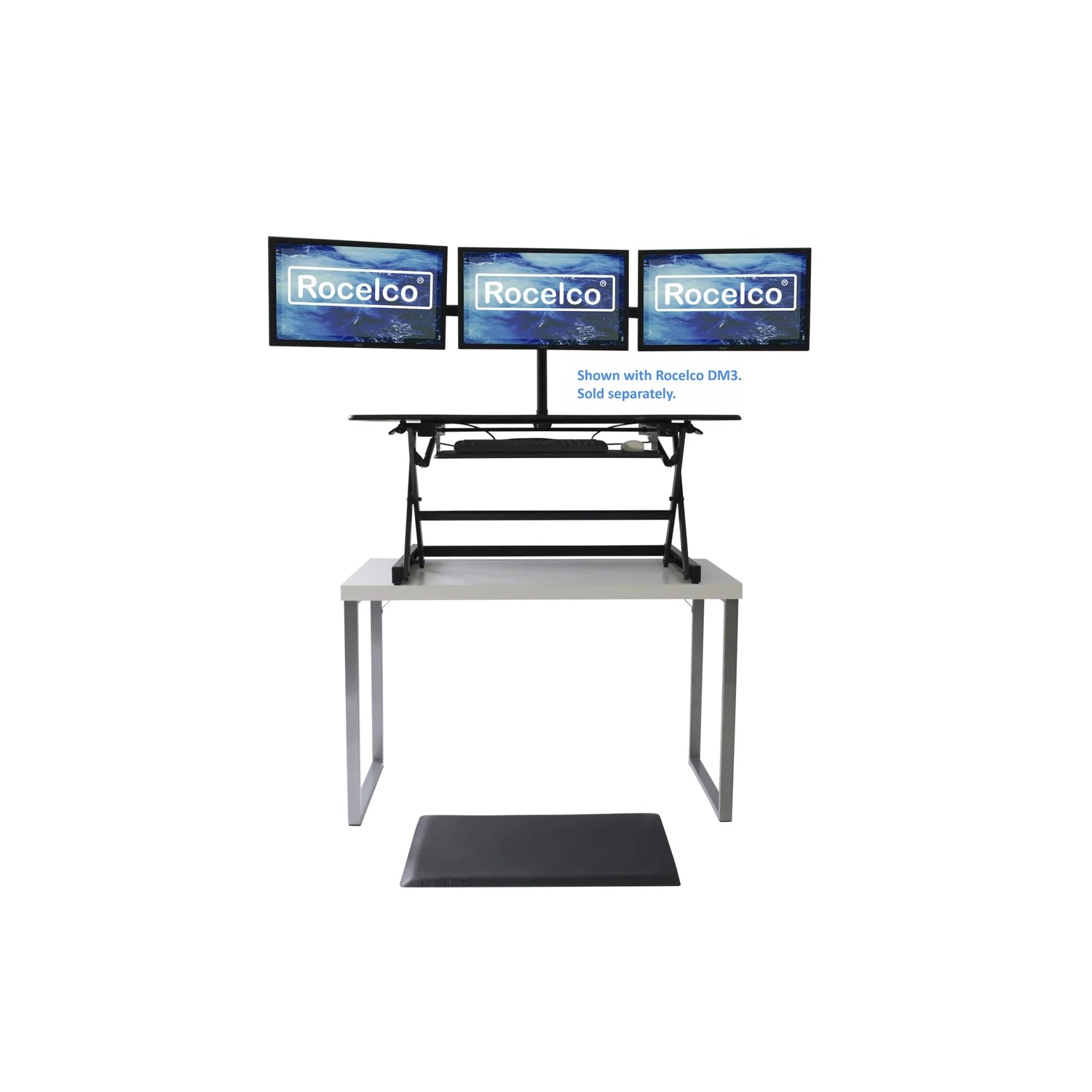 46" Large Adjustable Standing Desk Converter/Anti Fatigue Mat Bundle - Black
