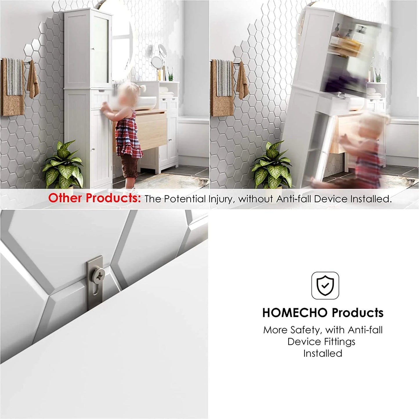 Bathroom Storage Tower, Narrow Linen Cabinet with Door and Drawers, Tall Bathroom Storage Cabinet for Small Spaces, White