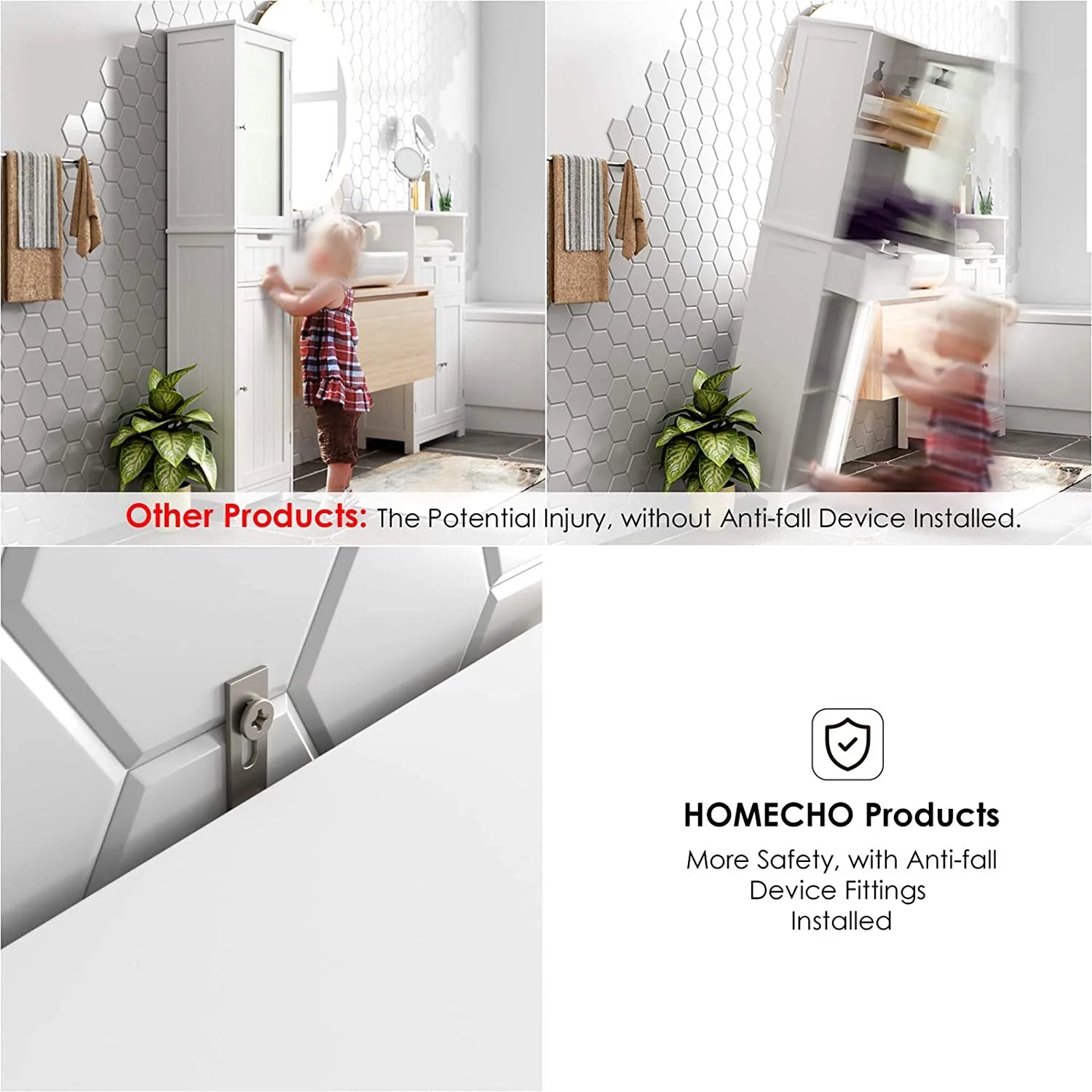 Bathroom Storage Tower, Narrow Linen Cabinet with Door and Drawers, Tall Bathroom Storage Cabinet for Small Spaces, White