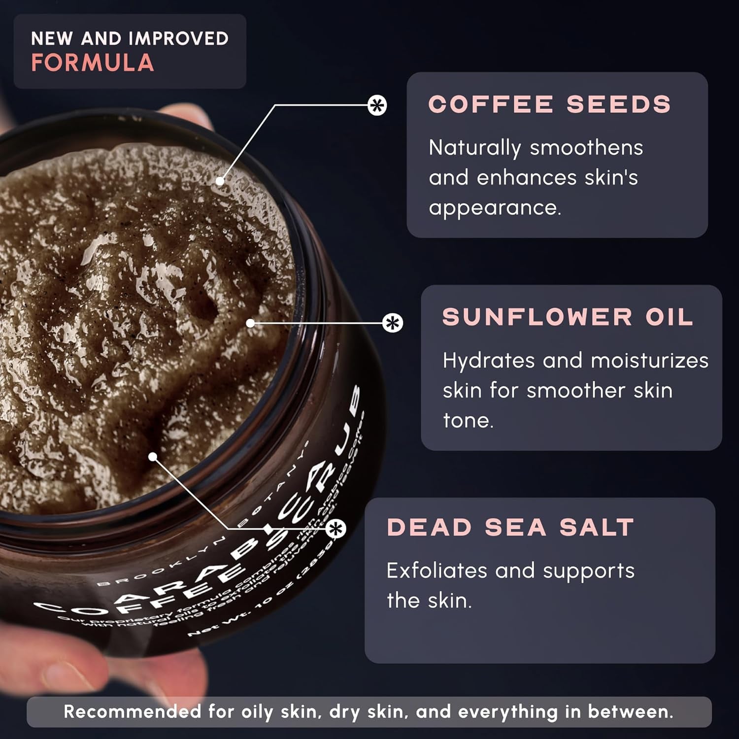Arabica Coffee Body Scrub - Moisturizing and Exfoliating for Body, Face, Hand, Foot - Fights Stretch Marks, Fine Lines, Wrinkles - Great Gifts for Women & Men - 10 Oz