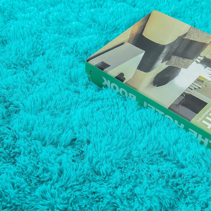 Fluffy round Rug Nursery Rug, Turquoise Blue Circle Rug Kids Rug, 4 X 4 Feet