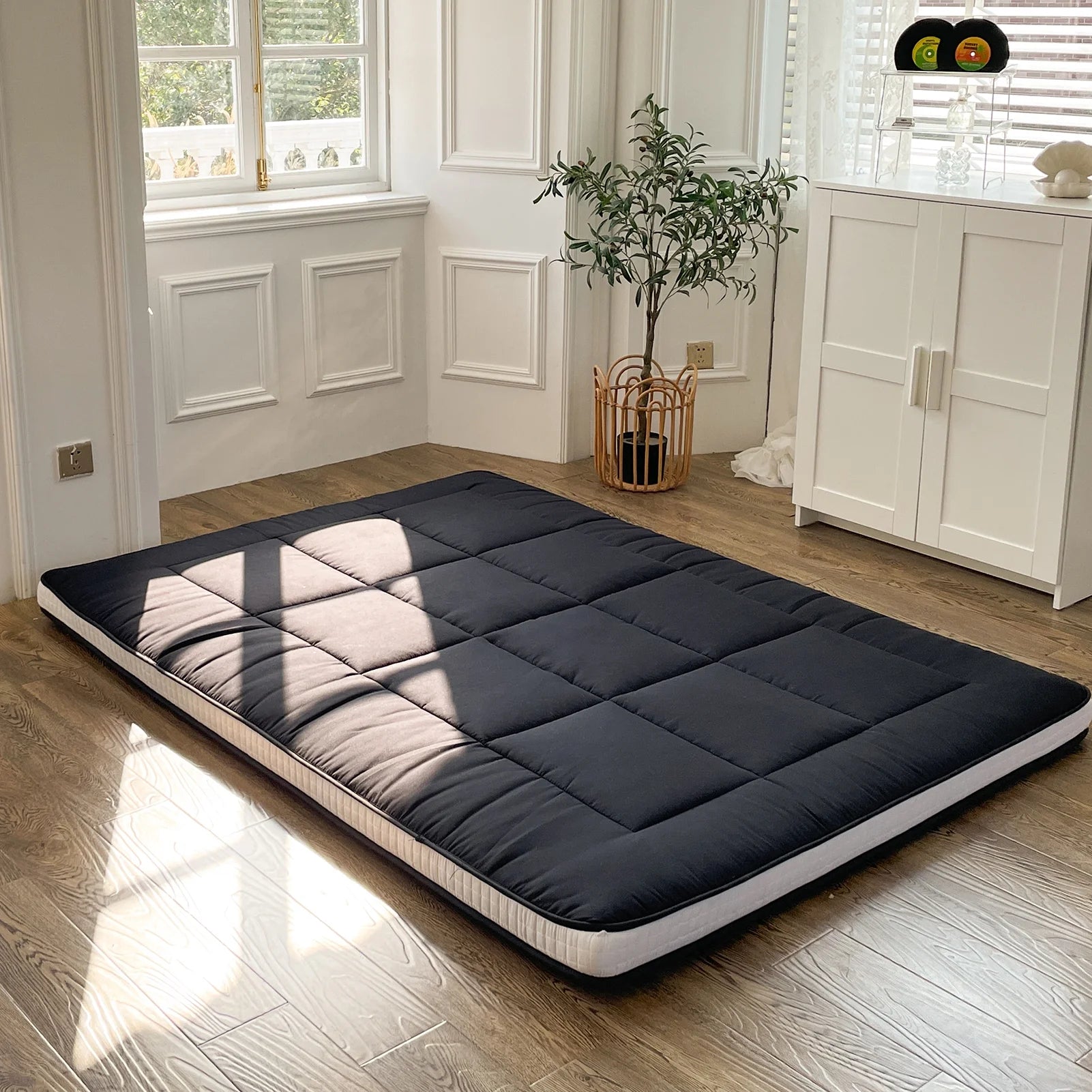 Futon Mattress, Padded Japanese Floor Mattress Quilted Bed Mattress Topper, Extra Thick Folding Sleeping Pad, Full Size