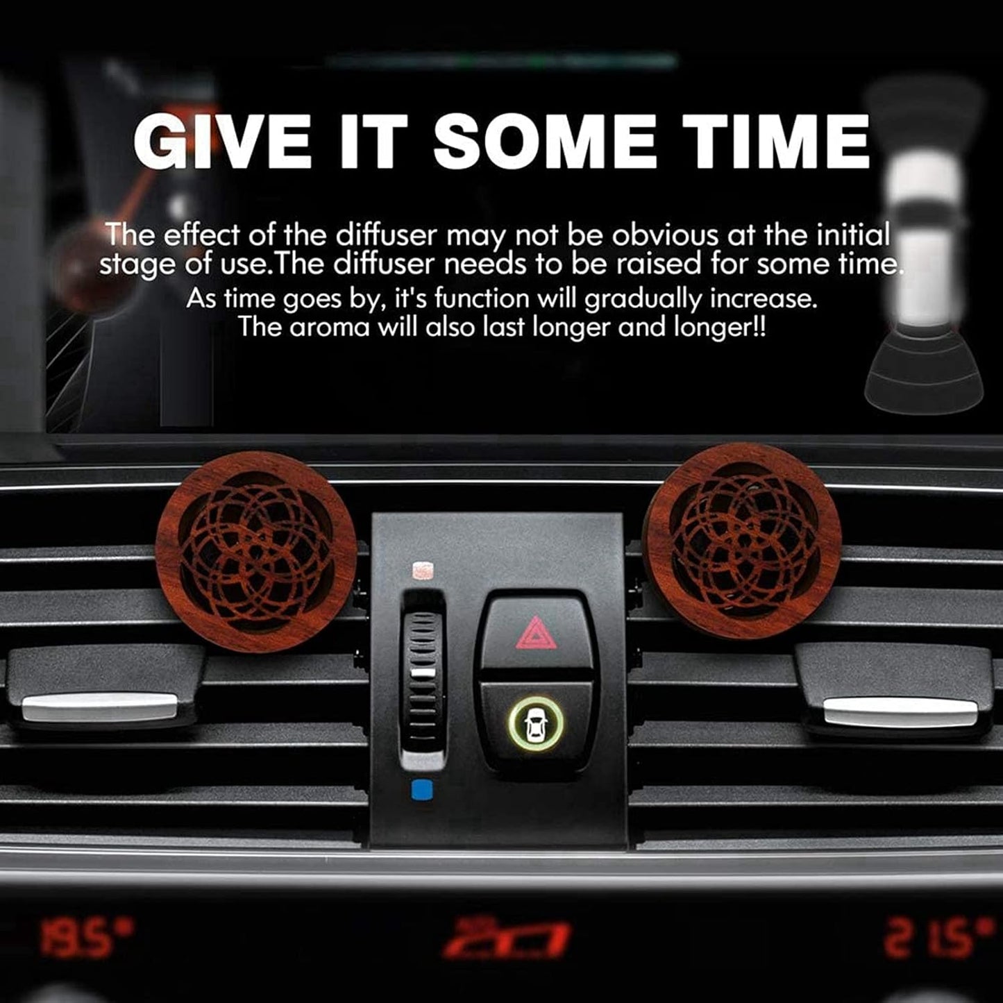 Car Essential Oil Diffuser, 2 Pcs Portable Mini Vent Clip Wooden Flower Car Diffuser for Women