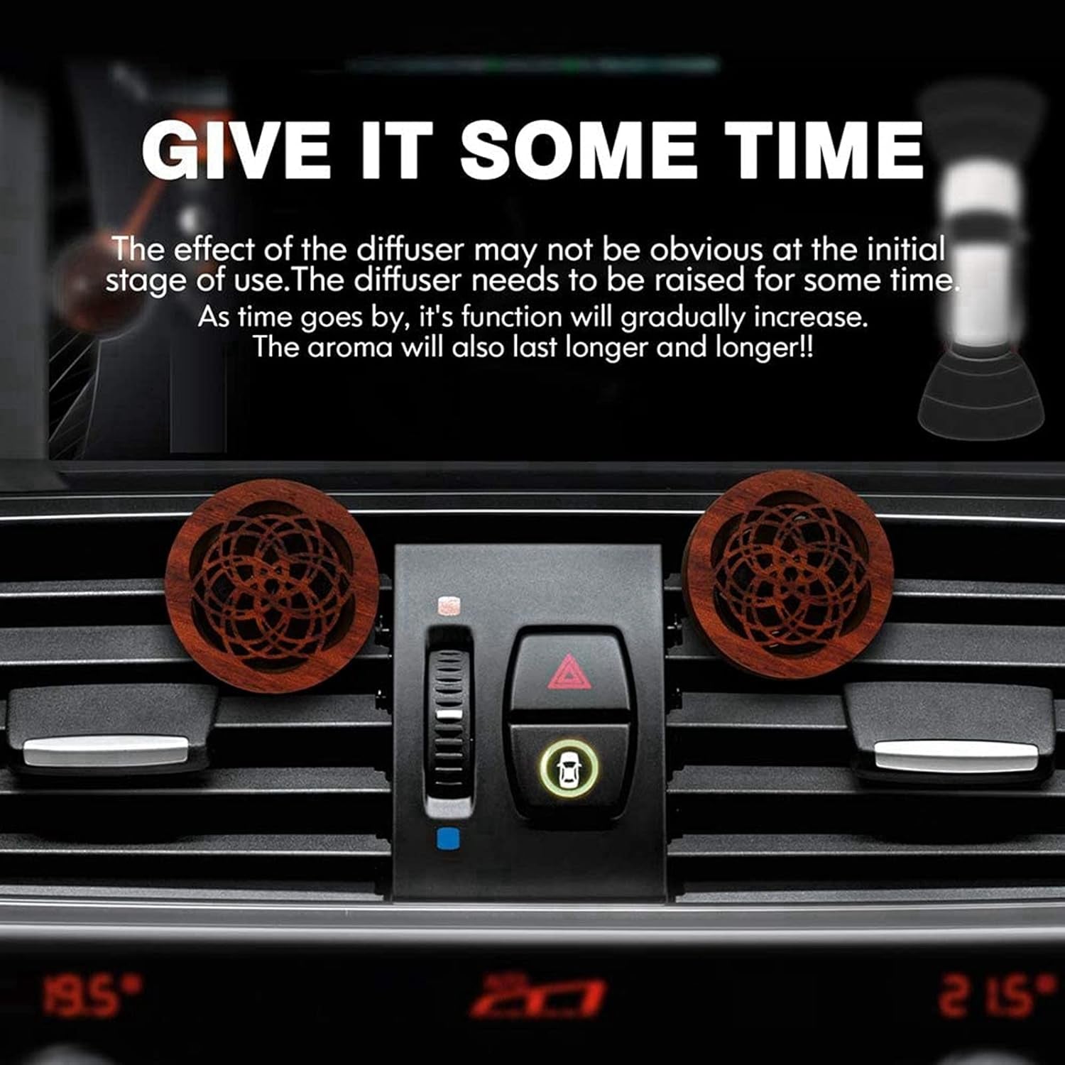 Car Essential Oil Diffuser, 2 Pcs Portable Mini Vent Clip Wooden Flower Car Diffuser for Women