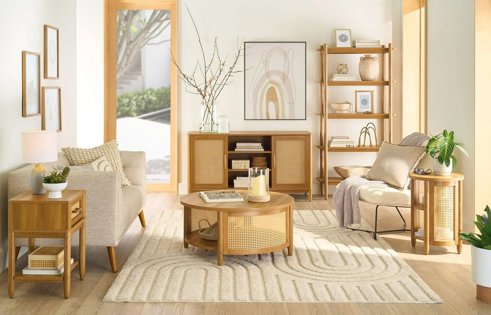 Springwood 5 Shelf Bookcase with Solid Wood Frame, Light Honey Finish