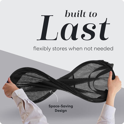 Collapsible Mesh Pop up Hamper with Wide Opening and Side Pocket - Breathable, Sturdy, Foldable, and Space-Saving Design for Clothes and Storage (Black)