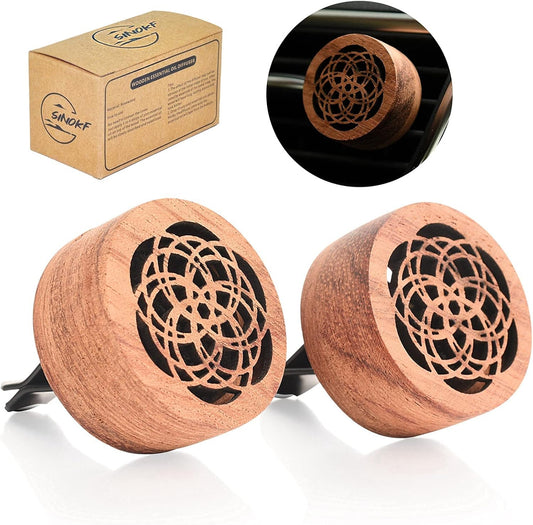Car Essential Oil Diffuser, 2 Pcs Portable Mini Vent Clip Wooden Flower Car Diffuser for Women
