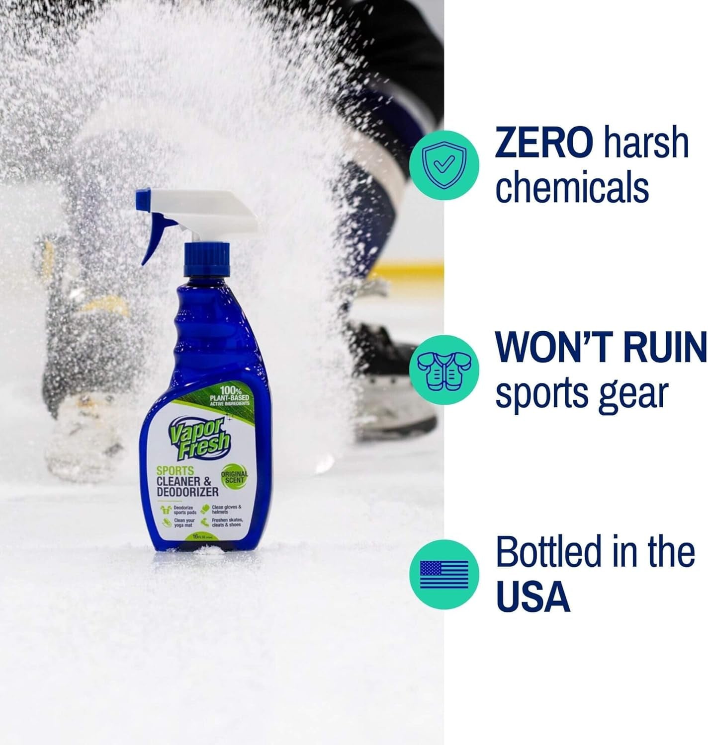 Sports Cleaner and Deodorizer - for Boxing Gloves, Sports Pads, Helmets, Gym Bags, Gym Equipment and More - Naturally Powered by Plants, 16 Fl Oz (1-Pack)