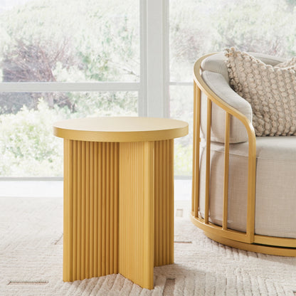Lillian Fluted End Table, Natural Pine Finish