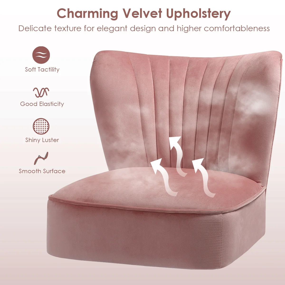 Armless Accent Chair Modern Velvet Leisure Chair Single Upholstered