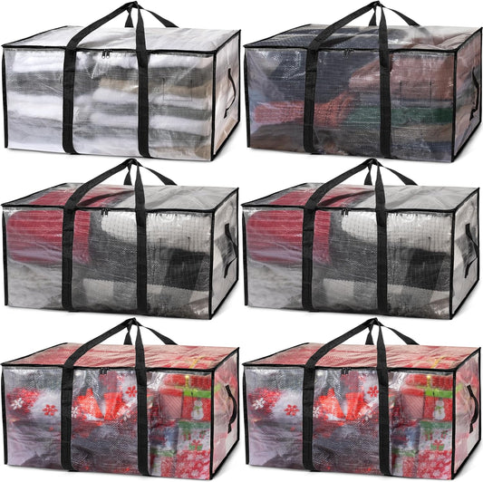 Oversized Moving Bags or Storage Bag – Large Moving Boxes with Backpack Straps, Zippers & Handles – Heavy-Duty Packing Bags for Moving, College Dorm, Christmas Decorations, 6 Pack