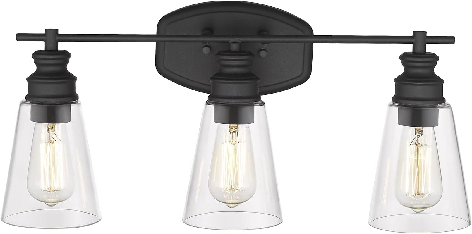 Bathroom Light Fixtures, 22.25 Inch 3-Light Vanity Lights with Clear Glass Shade in Black Finish, MBA99987-3