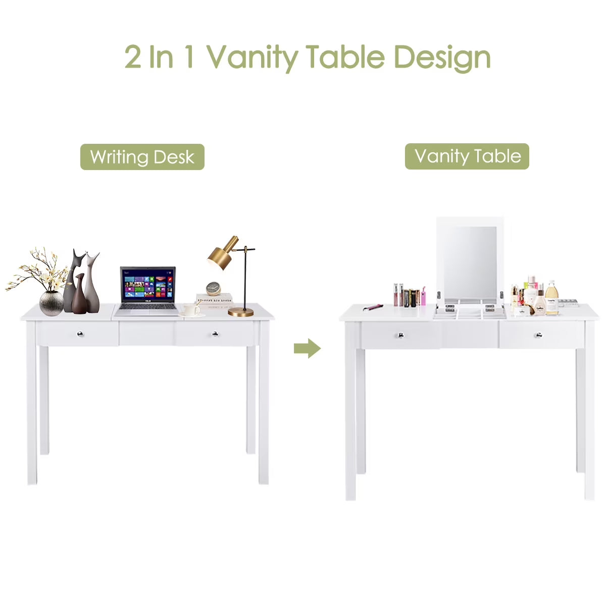 Vanity Table Dressing Table Flip Top Desk Furniture White