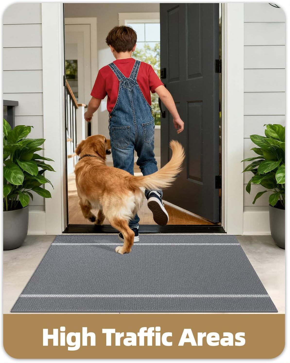 Front Door Mats Outdoor Doormat for outside Entry Home Entrance Back Porch Patio Waterproof | Heavy Duty Non-Slip Outdoors Floor Welcome Matts Exterior - 17"X29" Grey