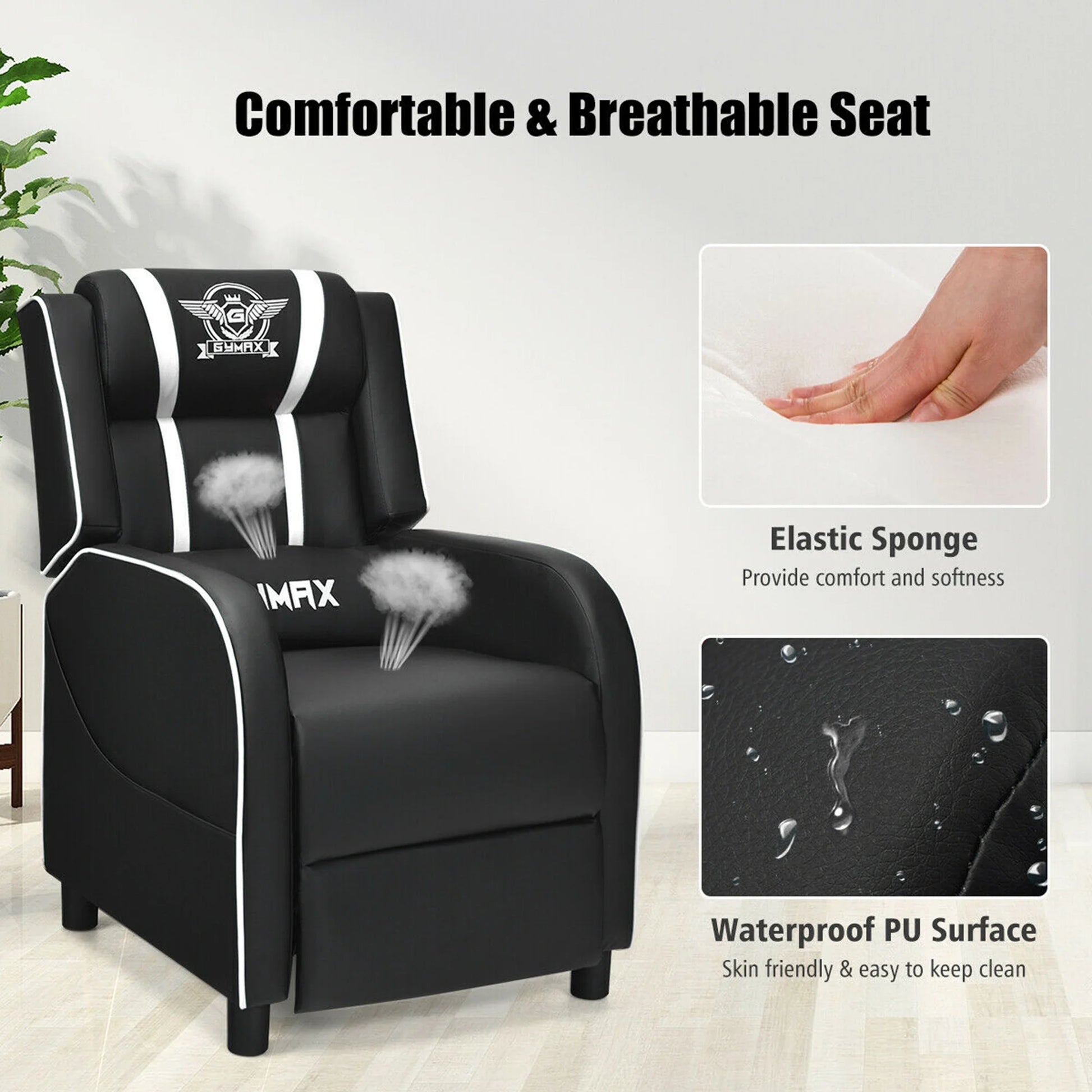 Massage Gaming Recliner Chair Racing Single Lounge Sofa Home Theater Seat White