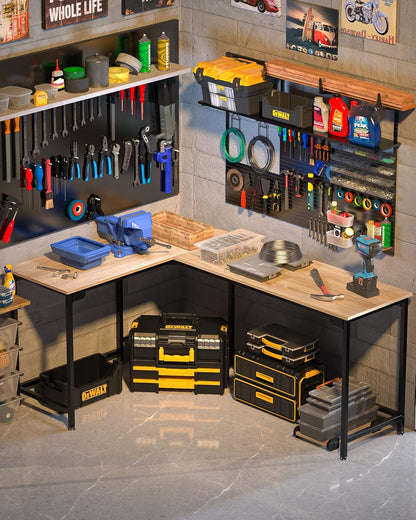 Modern L-Shaped Desk 58'' Corner Computer Desk Home Office Study Workstation Wood & Steel PC Laptop Gaming Table