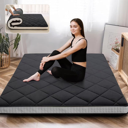 Futon Mattress Queen Size 4" Thick Japanese Floor Mattress Folding Guest Mattress Protable Roll up Mattress Soft Memory Foam Tatami Mat Sleeping Pad for Bedroom Camping Tent